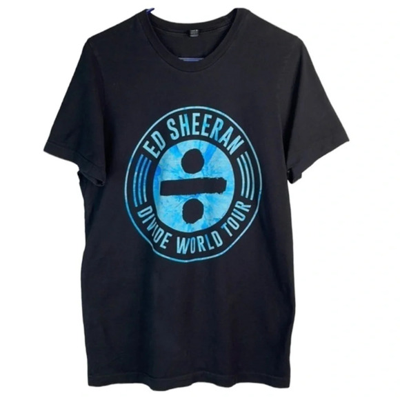 ED SHEERAN Divide World Tour Concert T-Shirt Black North America Cities Dates M - Picture 2 of 12